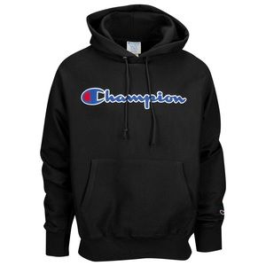 Black reverse weave Champion hoodie